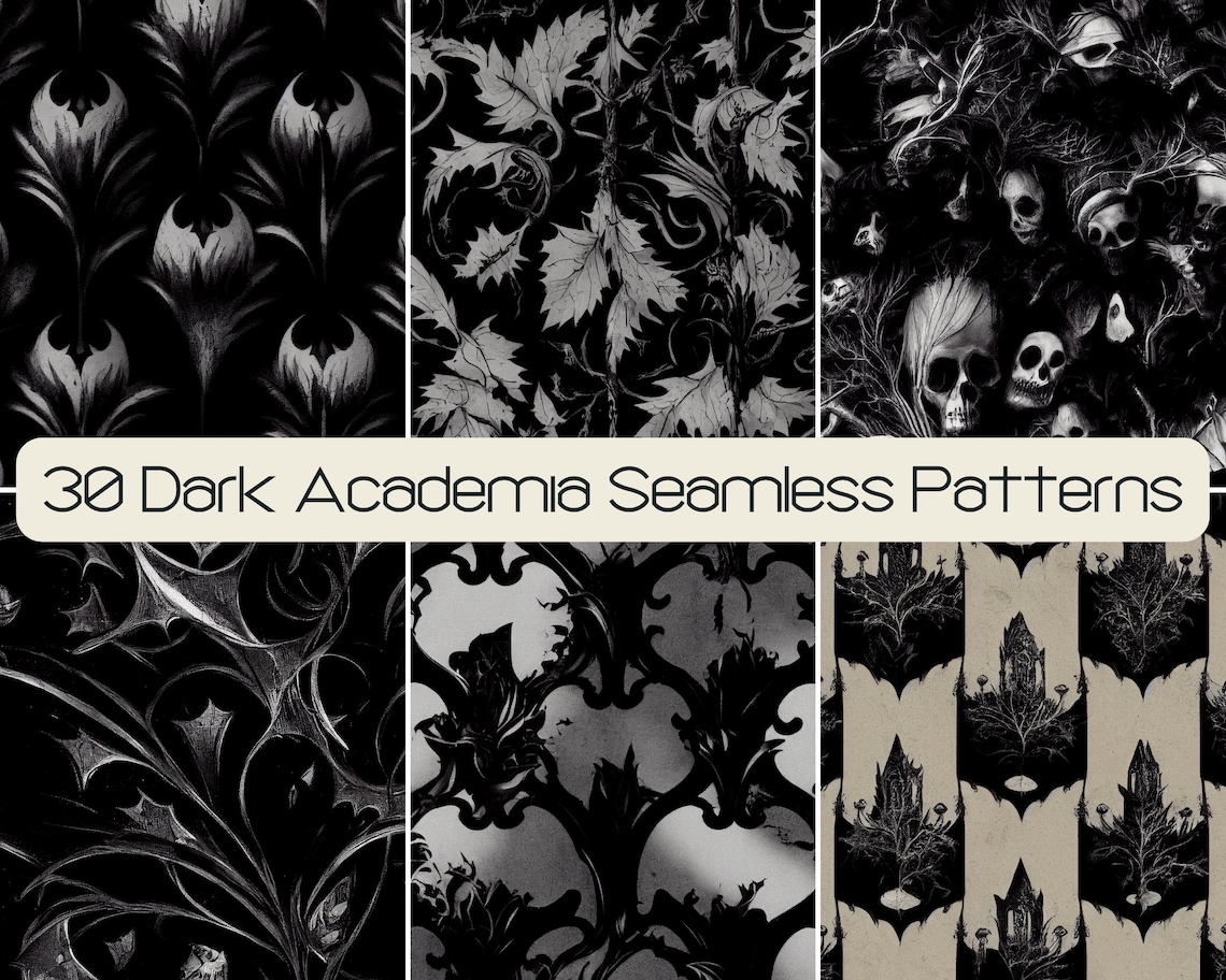 30 Dark Academia Art Patterns Digital Scrapbook Paper Pack Etsy