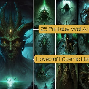 25 Cosmic Horror Digital Wall Art, Printable Poster Home Decor, Lovecraft SVG Gallery Print Commercial Use License, Cthulhu Elder God Gothic