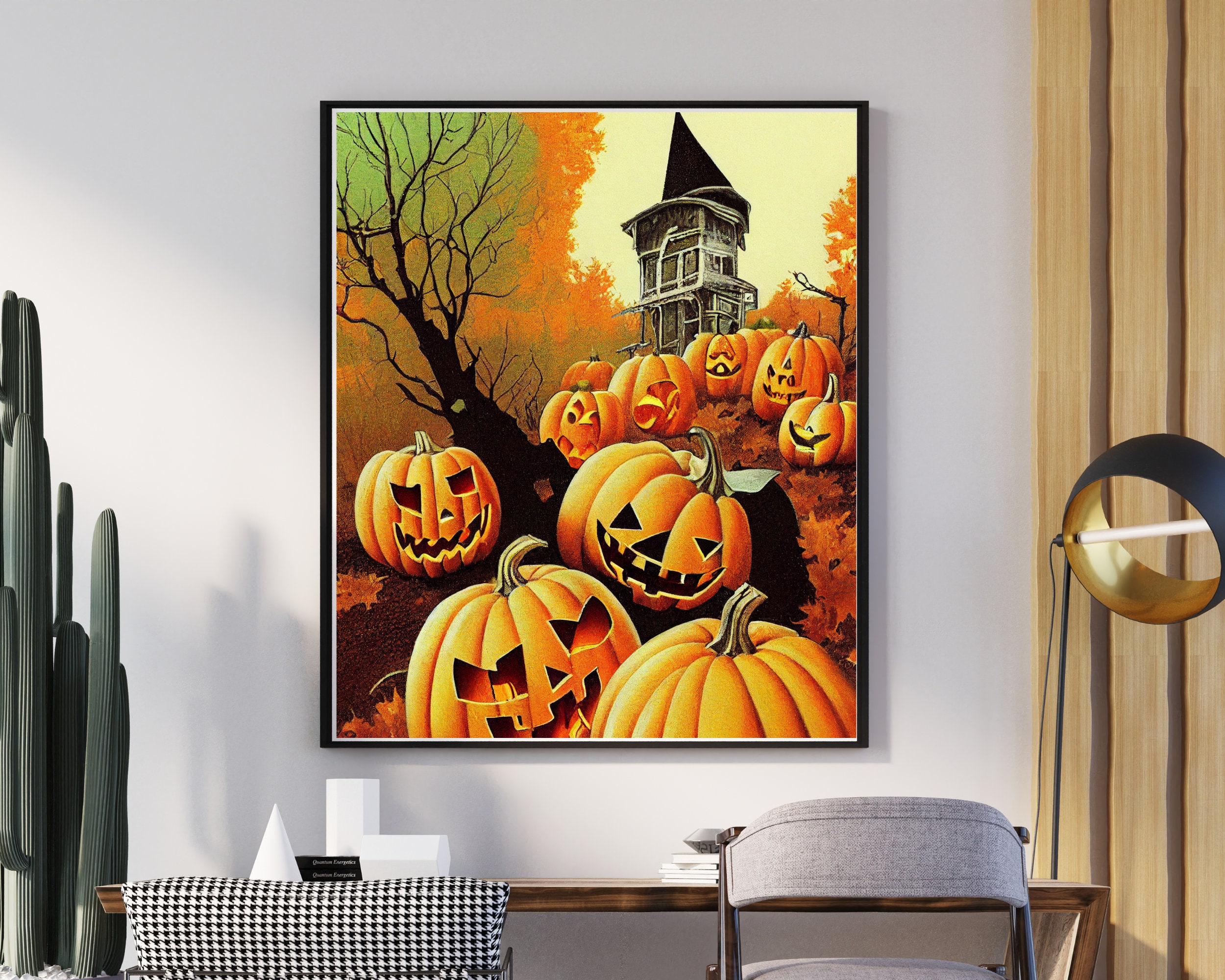 Full Collection of 8 Retro Halloween Art Prints, 1970's Inspired Design ...
