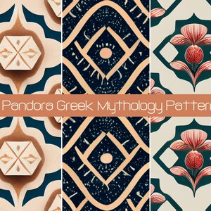 Pandora Greek Mythology Seamless Patterns, Digital Paper Pack (SVG, JPG ...