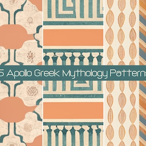 15 motifs d'Apollon, pack de papier de scrapbooking numérique, décor de mythologie grecque, licence commerciale, papier d'emballage SVG de la Grèce antique et emballage cadeau