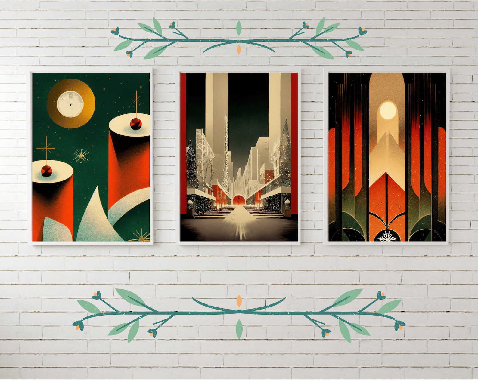 12 Art Deco Christmas Art Prints, 1920's Printable Wall Art, Vintage ...