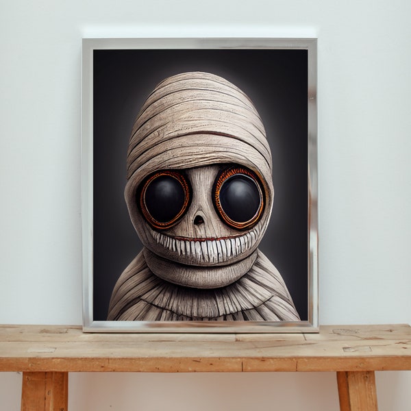 Mummy Halloween Decorations, Tim Burton Inspired Gothic Horror, Commercial Use License Wall Art, Indoor Halloween Decor