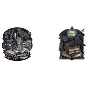 Dark Academia Goth Clip Art, Skulls, Ravens, Books (SVG, JPG) image 4