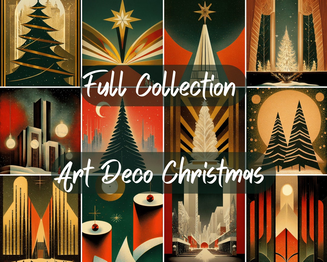 12 Art Deco Christmas Art Prints, 1920's Printable Wall Art, Vintage ...