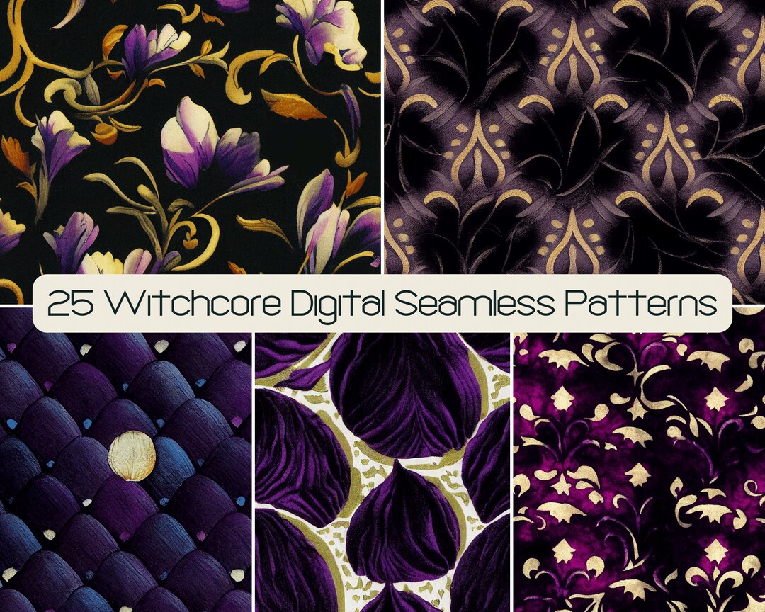 25 Witchcore Digital Seamless Patterns, Printable Scrapbook Paper ...