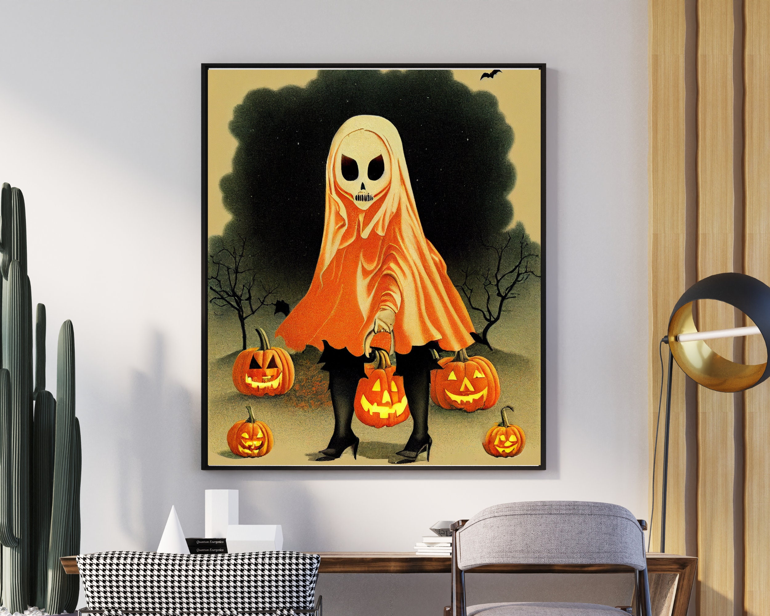 Full Collection of 8 Retro Halloween Art Prints, 1970's Inspired Design ...