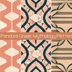 Pandora Greek Mythology Seamless Patterns, Digital Paper Pack (SVG, JPG ...