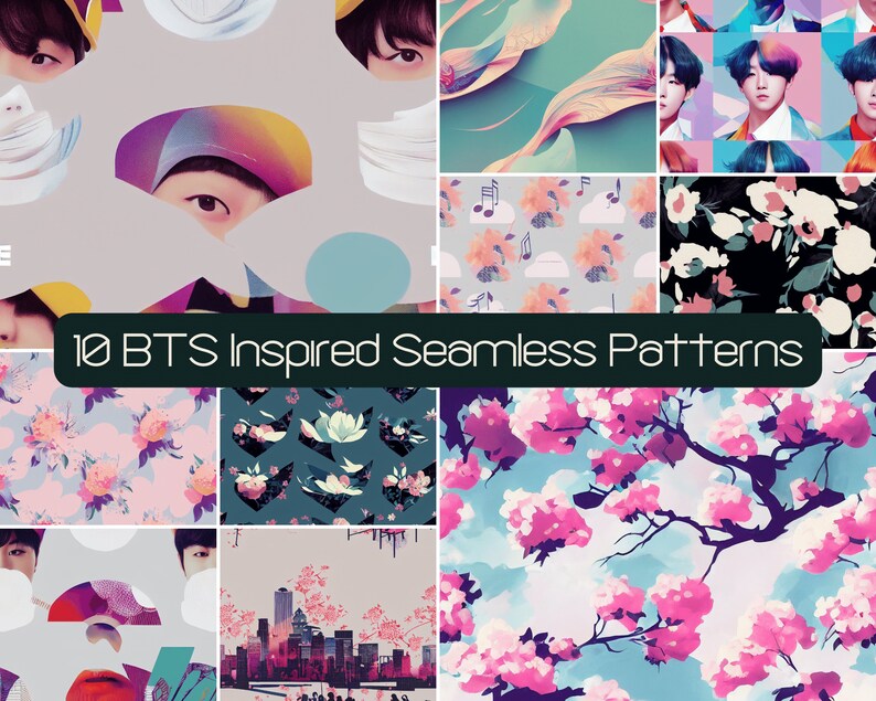 Kpop BTS Seamless Pattern Set, Pastel Music Designs (SVG JPG) - Etsy