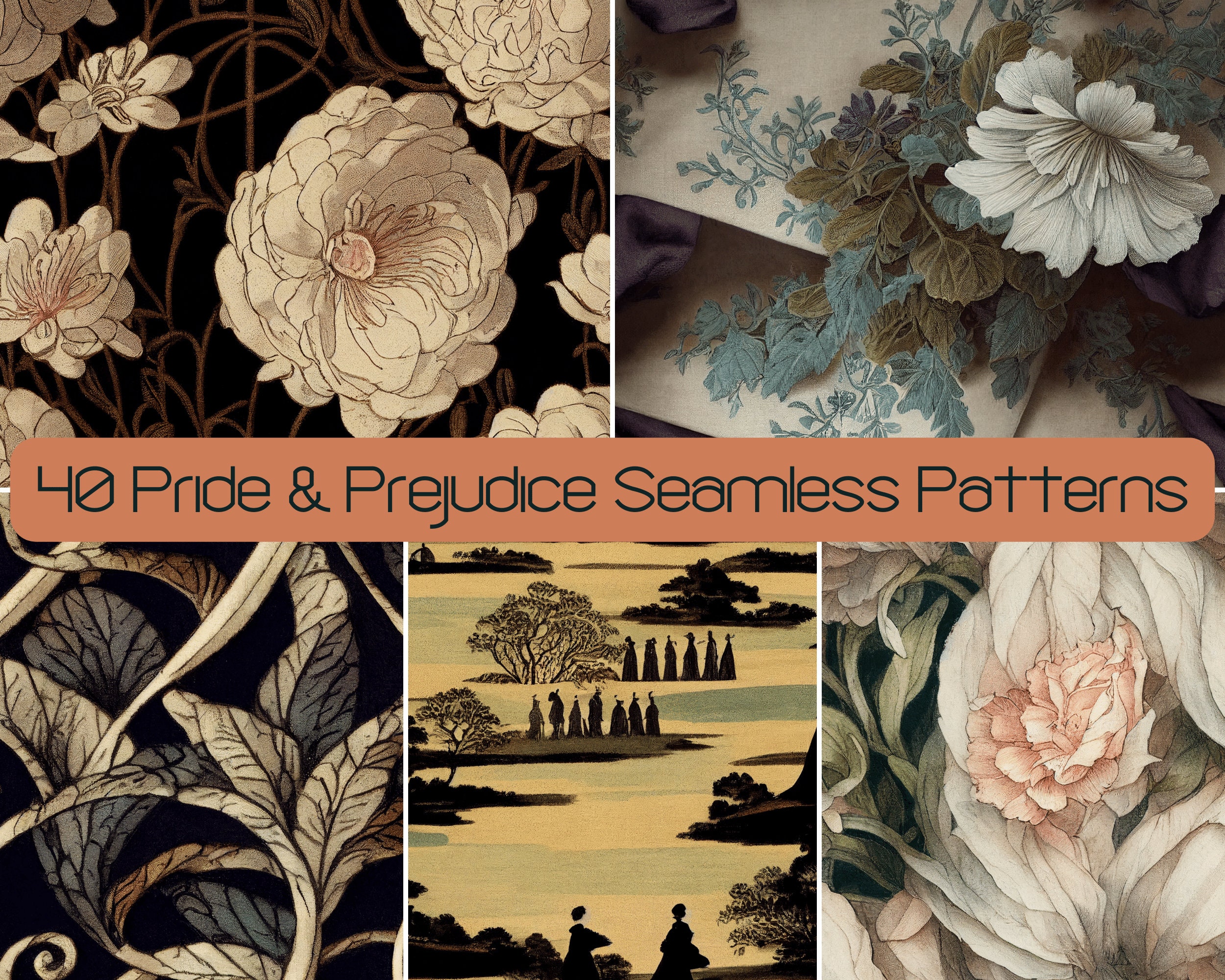 Regency Pattern Svg Pride and Prejudice Seamless Pattern, Regency Wallpaper Designs (SVG ...