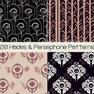 20 Hades and Persephone Patterns, Digital Scrapbook Paper Pack, Greek Mythology Decor, Commercial License, Goth Gothic SVG Wrapping Paper