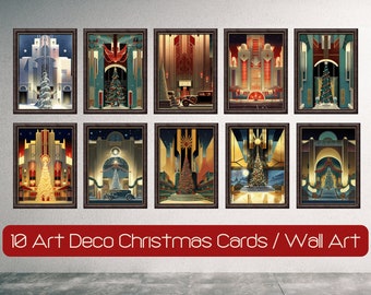Art Deco Christmas Prints, 1920s Retro Holiday Decor (Digital Download)