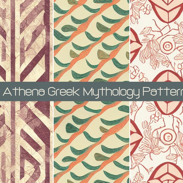 15 Athena Huntress Patterns, Digital Scrapbook Paper Pack, Greek Mythology Decor, Commercial License, Ancient Greece SVG Printable Gift Wrap