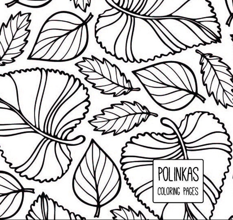 Printable coloring page for adult autumn leaves | Etsy