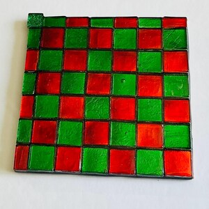 Weihnachts-Mosaik-Untersetzer: Rubinrot und Smaragdgrün, Scheinakzent