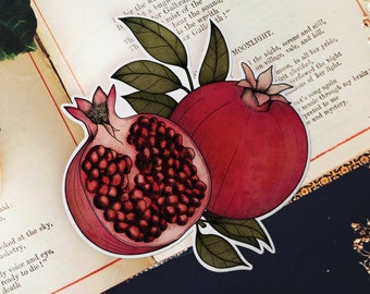 Pomegranates Vinyl Sticker | Gothic Stationery | Laptop Decal | Persephone | Greek Mythology | Pomegranate Illustration | Underworld