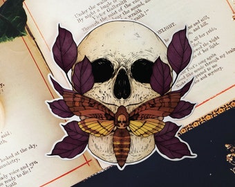 Death's Head Hawkmoth Vinyl Sticker | Moth Sticker | Gothic Stationery | Laptop Decal | Tattoo Flash | Skull Illustration | Memento Mori