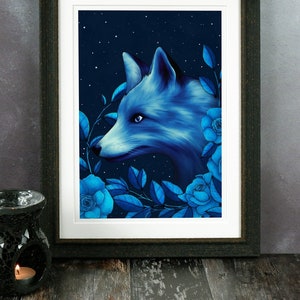 Celestial Fox Giclée Art Print | Fox Illustration | Moon Child | Celestial Art | Witchcraft | Witchy Home Decor | Gothic Art | Botanical Art