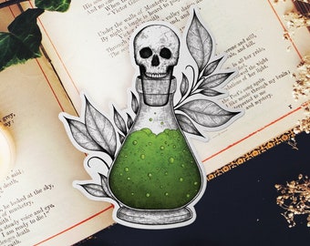 Skull Potion Vinyl Sticker | Laptop Decal | Gothic Stationery | Apothecary Art | Potion Illustration | Poison Bottle | Botanical | Dark Art