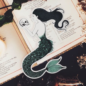 Siren Vinyl Sticker | Mermaid Art | Gothic Stationery | Laptop Decal | Nautical Style | Mermaid Illustration | Skull Art