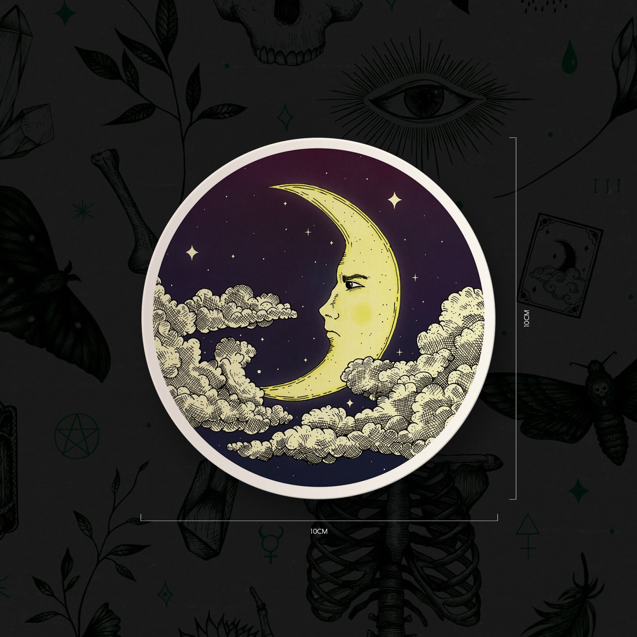 Crescent Moon Vinyl Sticker Vintage Moon Laptop Decal Etsy
