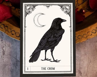The Crow Mini Print | Morteria Deck | Loteria Art | Alternative Loteria | Playing Card Art | Witchy Home Decor | Gothic Wall Art | Tarot