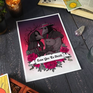 Love You To Death Plague Doctor Art Print Gothic Home Decor Valentines Anniversary Romantic Art Dark Art The Lovers Macabre image 3