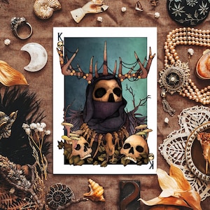 Le roi des bois | Impression d'art giclée | Fantaisie noire | Décoration d'intérieur gothique | Art naturel | Décor mystique | Art fantastique | Art de la carte à jouer
