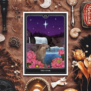 Der Stern Giclée-Druck | Tarot Kartendruck | Witchy Wohnkultur | Himmlische Kunst | Spirituelle Kunst | Otter Illustration | Mondkind | Zauberei