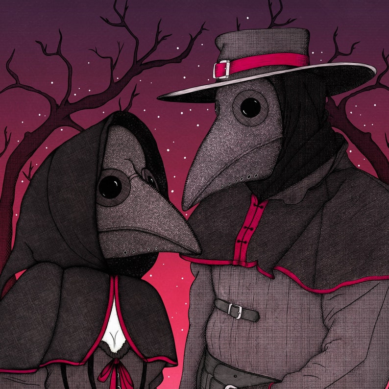 Love You To Death Plague Doctor Art Print Gothic Home Decor Valentines Anniversary Romantic Art Dark Art The Lovers Macabre image 5