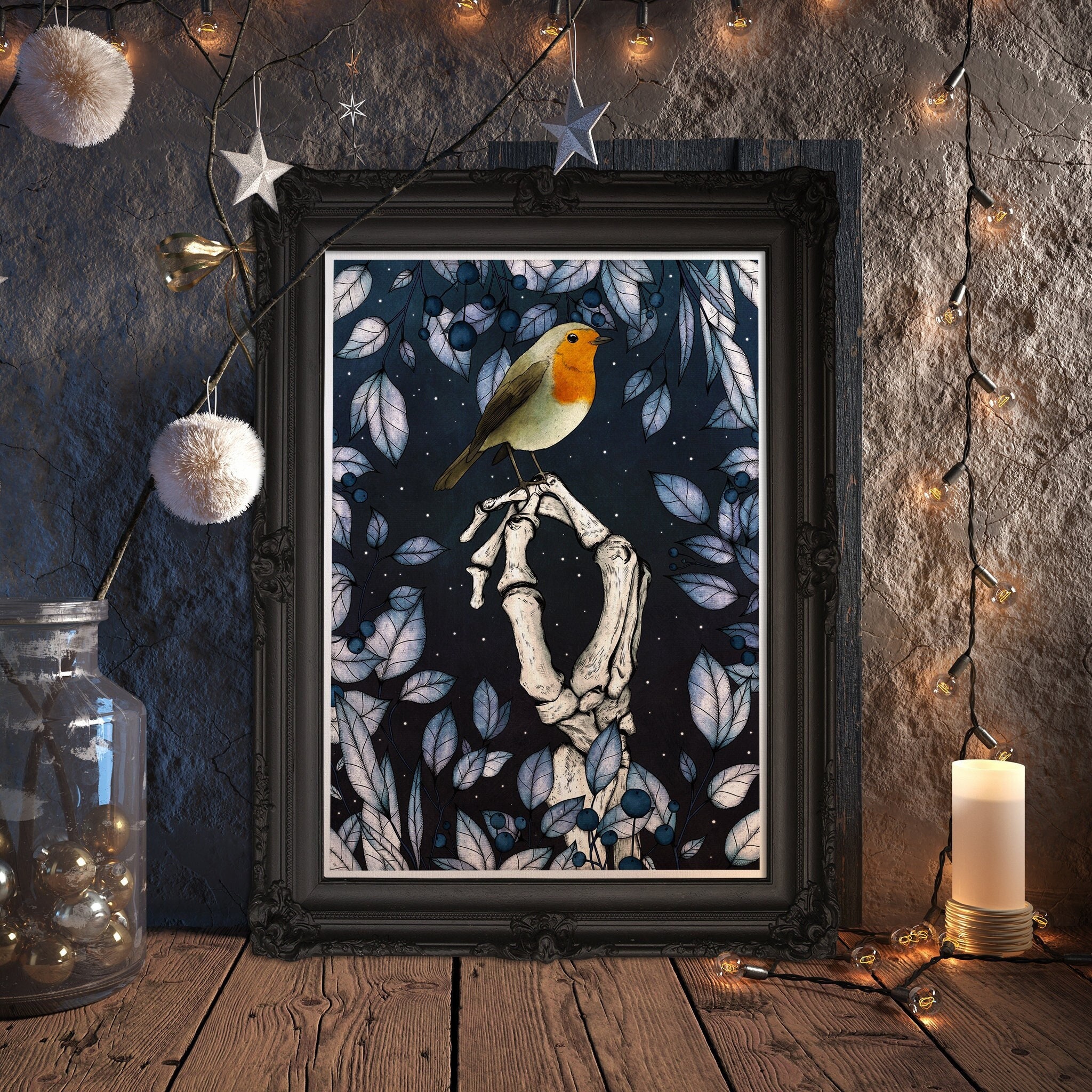 Beautiful Gothic Winter Rose Giclee Canvas Wall Decoration Picture 