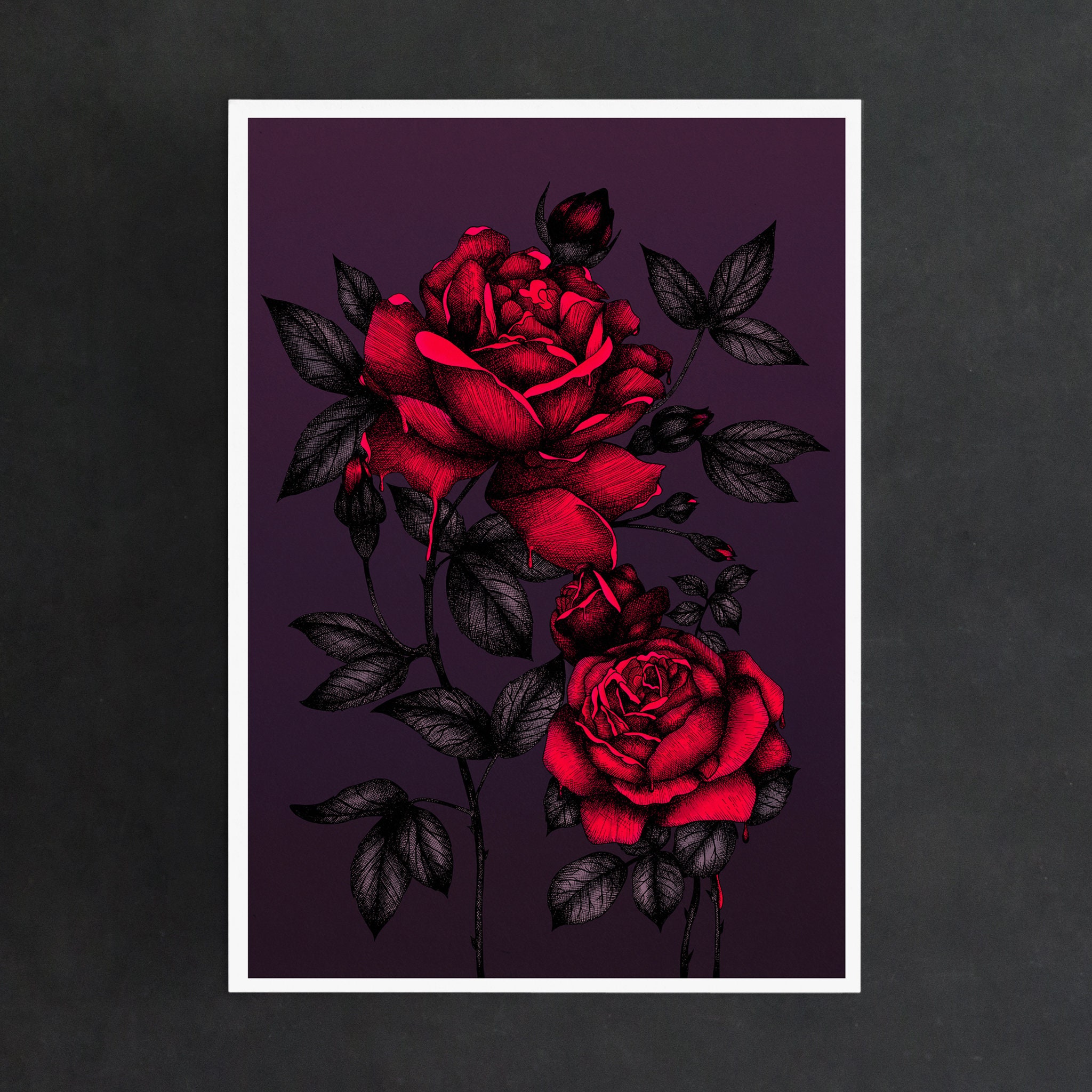 Bleeding Roses Giclée Print Dark Romance Rose Illustration - Etsy UK