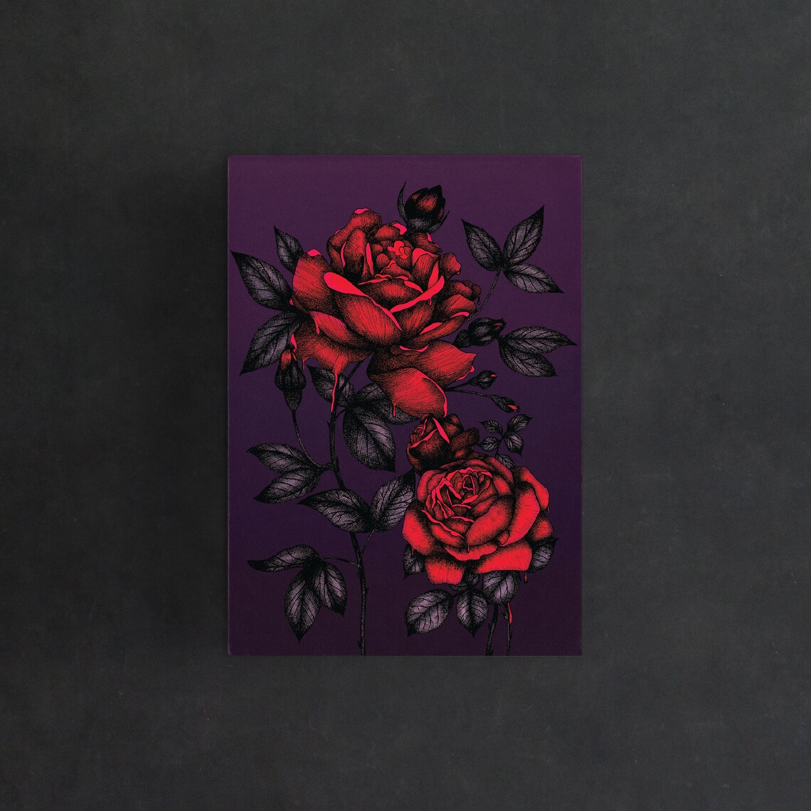 Bleeding Roses Postcard Dark Romance Rose Illustration - Etsy