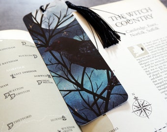 Raven and Moon Bookmark | Edgar Allan Poe | Crow Illustration | Spooky Art | Halloween Bookmark | Gothic Bookmark | Horror Art | Dark Art