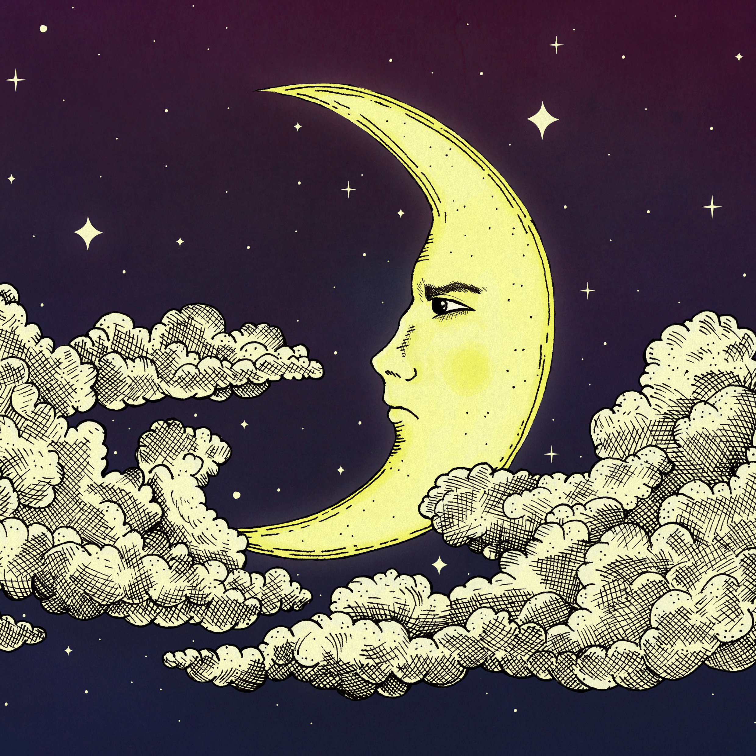 Moon Art Print Celestial Wall Art Traditional Moon Etsy