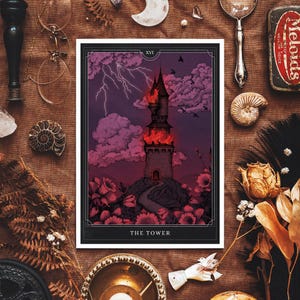 Der Turm Giclée-Druck | Tarot Kartendruck | Spirituelle Kunst | Witchy Wohnkultur | Tarot Wandkunst | Dunkle Kunst | Dunkler Turm | Magische Illustration