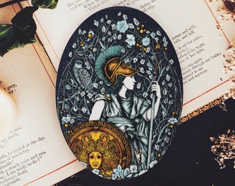 Goddess Athena Vinyl Sticker | Laptop Decal | Fantasy Art | Greek Mythology | Athena Illustration | Botanical Art | Boho Style