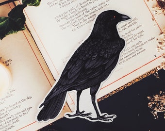 Black Crow Vinyl Sticker | Crow Illustration | Corvid | Gothic Art | Raven Sticker | Halloween | Gothic Stationery | Laptop Decal