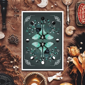 Luna Motte Giclée Druck | Mondzyklus | Mondkind | Tarot | Motte Illustration | Himmlische Wandkunst | Witchy Wohnkultur | Magische Wandkunst