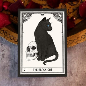 The Black Cat Mini Print | Morteria Deck | Loteria Art | Alternative Loteria | Playing Card | Witchy Home Decor | Gothic Wall Art | Tarot