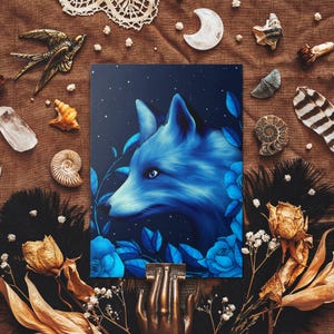 Carte postale renard céleste - Illustration gothique de ciel nocturne - Nature mystique - Dark fantasy - papeterie sorcière - décoration gothique