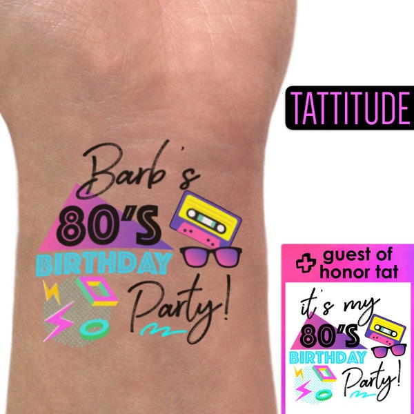 80s Party Decorations Tattoos | 80s birthday party invitations, favors, decor, invite, gifts, 80s 40th birthday invitation, eighties, 80's