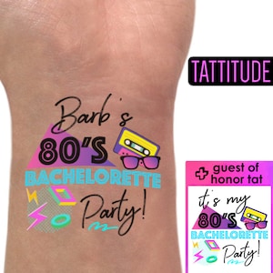 80s Bachelorette Party Tattoos | 80s bachelorette invitations, 80s bridal shower, eighties, 80s bachelorette party favors, decorations, 80's