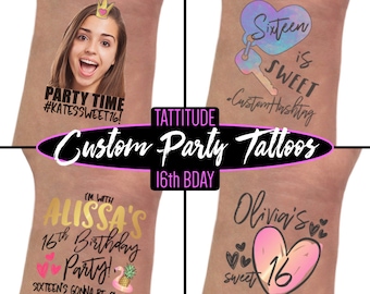 Sweet 16 Gift, 16th Birthday Party Tattoos | 16th birthday gift girl, sweet 16 decoration, sweet 16 favors, 16th Birthday Decorations, favor