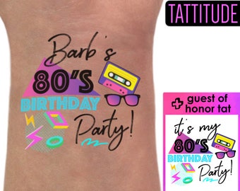 80s Party Decorations Tattoos | 80s birthday party invitations, favors, decor, invite, gifts, 80s 40th birthday invitation, eighties, 80's