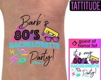 80s Bachelorette Party Tattoos | 80s bachelorette invitations, 80s bridal shower, eighties, 80s bachelorette party favors, decorations, 80's