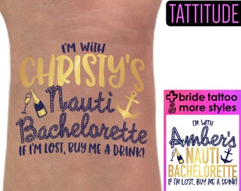 Let's Get Nauti Nautical Bachelorette Party Tattoos | Brides crew, last sail before the veil, lets get nauti themed bachelorette tattoos