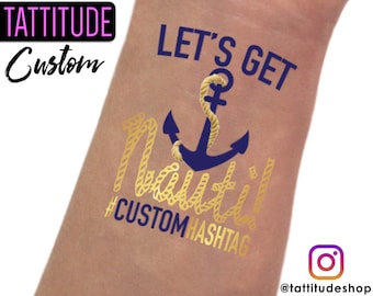 Let's Get Nauti Bachelorette Tattoos | Brides crew, last sail before the veil, lets get nauti themed bachelorette party tattoos, bridesmates