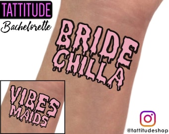 Bride Chilla Tattoos | bachelorette party tattoo, metallic temporary tattoo, gold foil tattoo, bridesmaid gifts, gold tattoo, favor, bridal