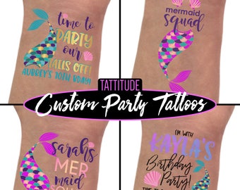 Mermaid Party Favors Custom Tattoos | under the sea party, sea party, mermaid birthday party decorations, mermaid scales, ariel party theme